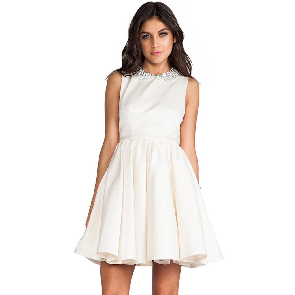 Alice + Olivia Lollie Flowy Peter Pan Embellished Collar Dress